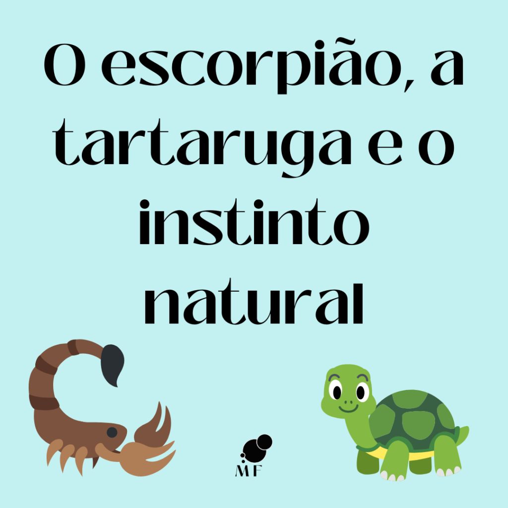 Ilustração da fábula o escorpião e a tartaruga